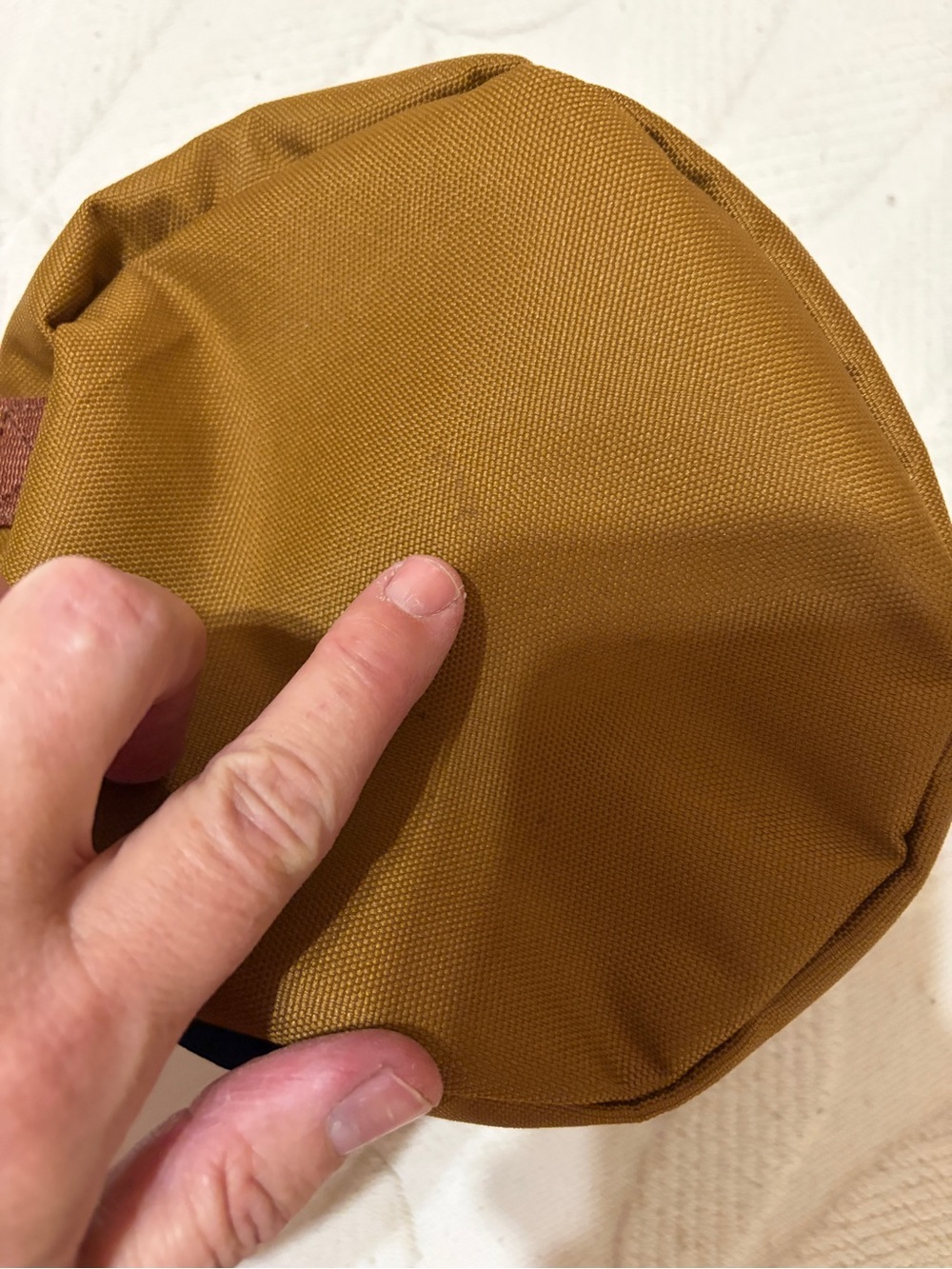 United By Blue Men's Round Utility Pouch in Mustard w  blue trim. - Picture 10 of 11